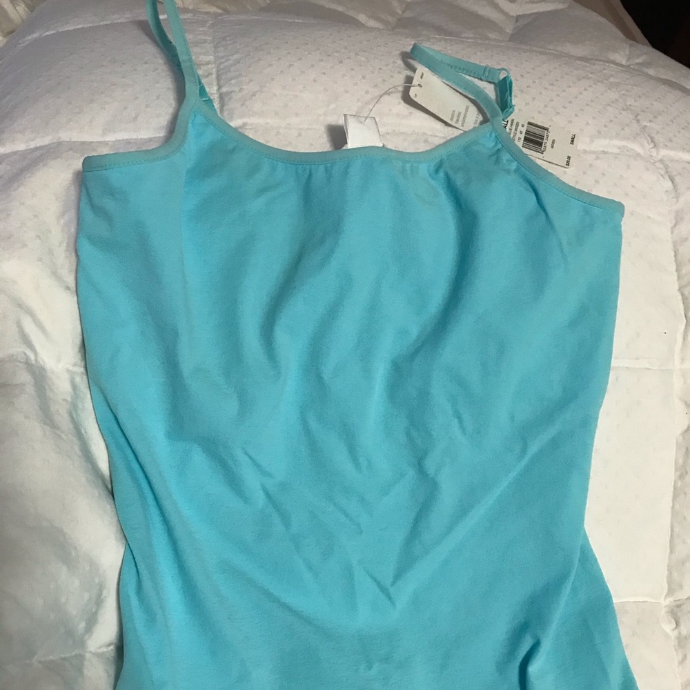 NWT light Blue fitted tank top with built in shelf bra